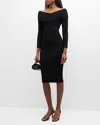Veronica Beard Tinette Ruched Off-shoulder Midi Dress In Black