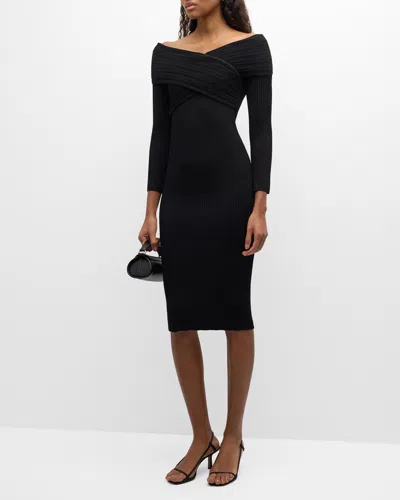 Veronica Beard Soraya Off-shoulder Midi Dress In Black