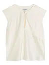 Veronica Beard Sparrow Keyhole Sleeveless Blouse In White
