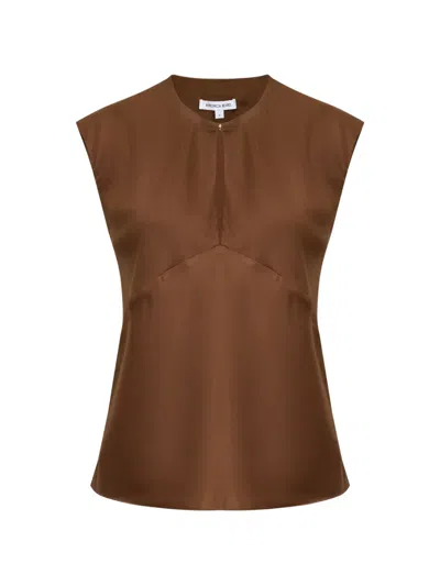Veronica Beard Sparrow V-neck Blouse In Brown