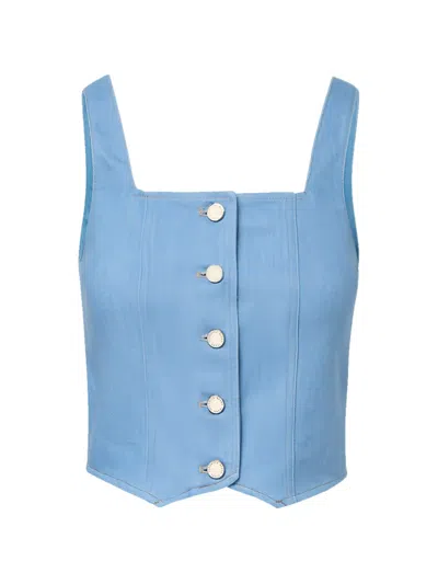 Veronica Beard Spensley Denim Top In Blue