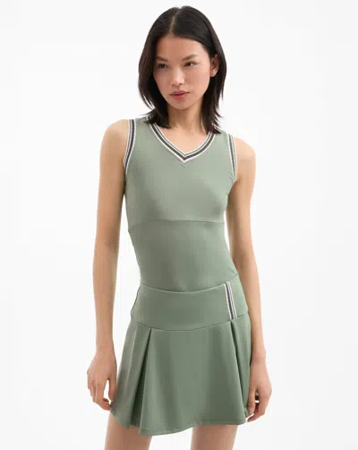 Veronica Beard Spin Striped-trim Tank Top In Green