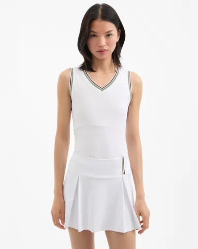 Veronica Beard Spin Striped-trim Tank Top In White