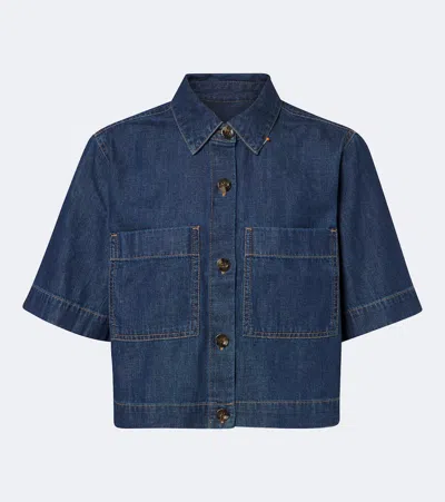 Veronica Beard Spruce Cotton Denim Shirt In Blue