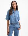 Veronica Beard Spruce Denim Button-down Shirt In Blue