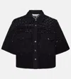 Veronica Beard Spruce Cropped Broderie Anglaise Cotton Shirt