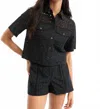 Veronica Beard Spruce Cropped Broderie Anglaise Cotton Shirt In Black