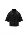 Veronica Beard Spruce Cropped Broderie Anglaise Cotton Shirt In Black