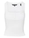 Veronica Beard Square-neck Button Tank Top In White