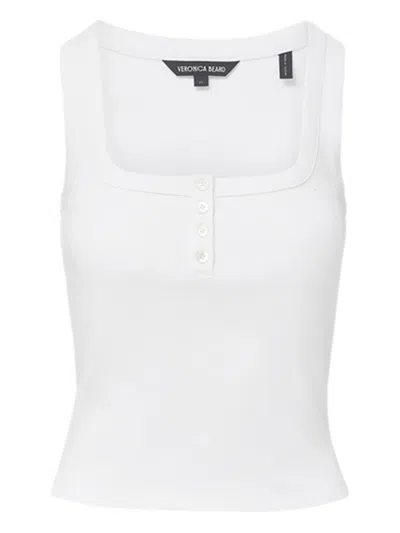 Veronica Beard Square-neck Button Tank Top In White