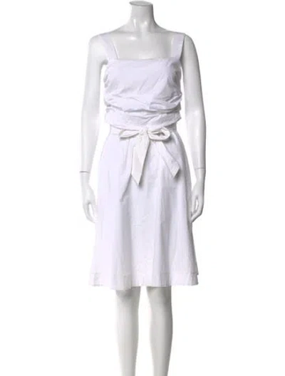 Pre-owned Veronica Beard Square Neckline Knee-length Dress In White