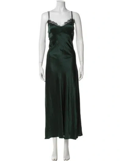 Pre-owned Veronica Beard Square Neckline Long Dress In Green