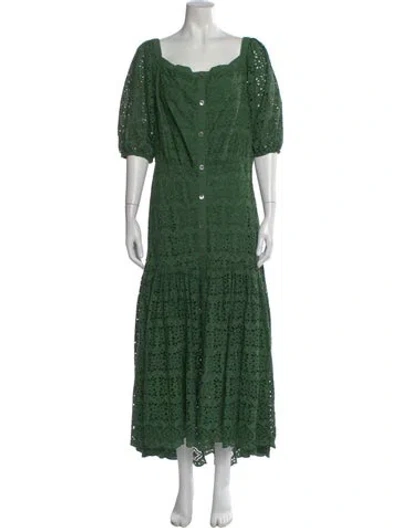 Pre-owned Veronica Beard Square Neckline Long Dress In Green