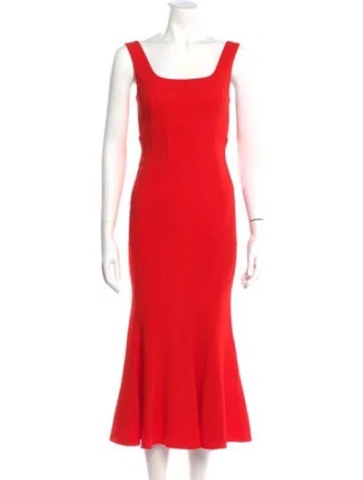 Pre-owned Veronica Beard Square Neckline Long Dress W/ Tags In Red