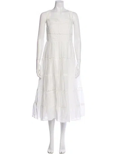 Pre-owned Veronica Beard Square Neckline Long Dress W/ Tags In White