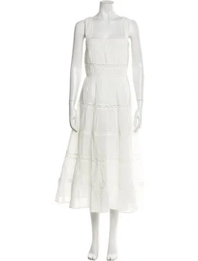 Pre-owned Veronica Beard Square Neckline Long Dress W/ Tags In White