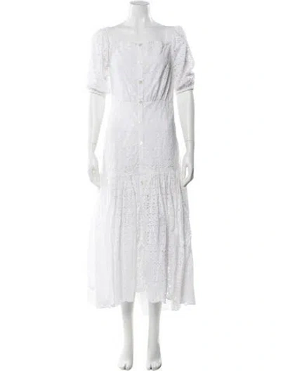 Pre-owned Veronica Beard Square Neckline Long Dress In White