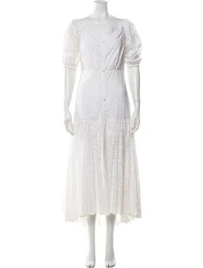 Pre-owned Veronica Beard Square Neckline Long Dress In White