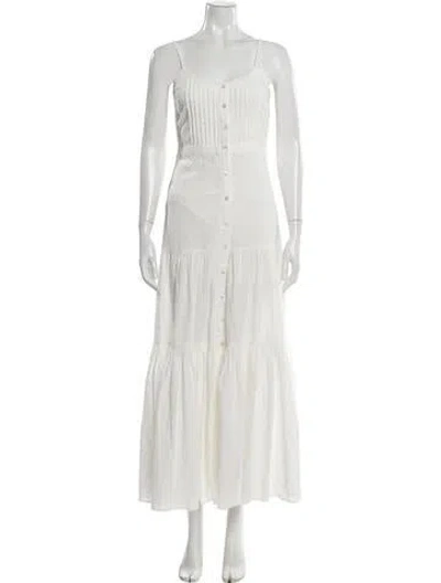 Pre-owned Veronica Beard Square Neckline Long Dress In White