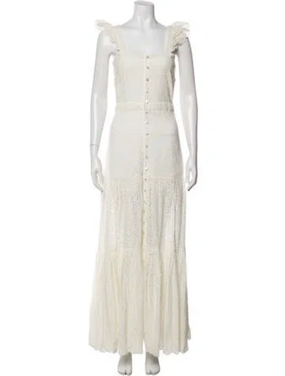 Pre-owned Veronica Beard Square Neckline Long Dress In White