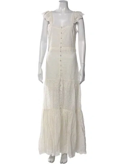 Pre-owned Veronica Beard Square Neckline Long Dress In White