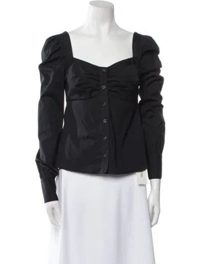 Pre-owned Veronica Beard Square Neckline Long Sleeve Blouse In Black