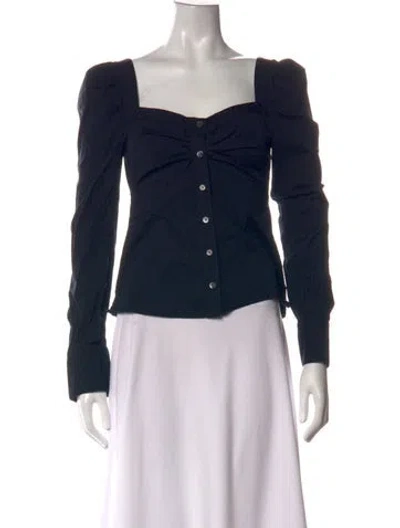 Pre-owned Veronica Beard Square Neckline Long Sleeve Blouse In Black