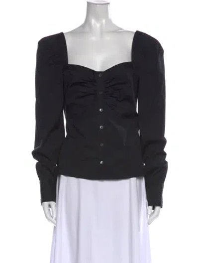 Pre-owned Veronica Beard Square Neckline Long Sleeve Blouse In Black