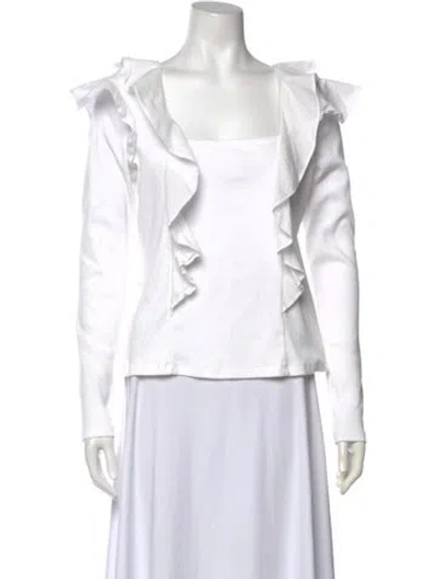 Pre-owned Veronica Beard Square Neckline Long Sleeve Blouse In Neutral