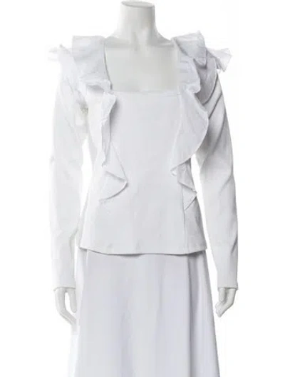 Pre-owned Veronica Beard Square Neckline Long Sleeve Blouse W/ Tags In White