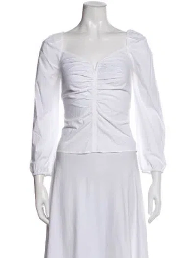 Pre-owned Veronica Beard Square Neckline Long Sleeve Blouse In White