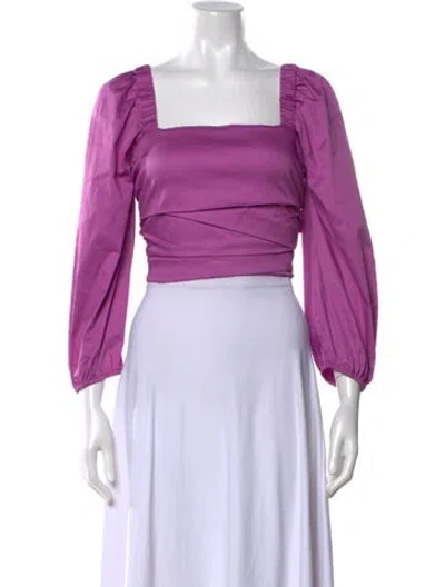 Pre-owned Veronica Beard Square Neckline Long Sleeve Crop Top In Purple