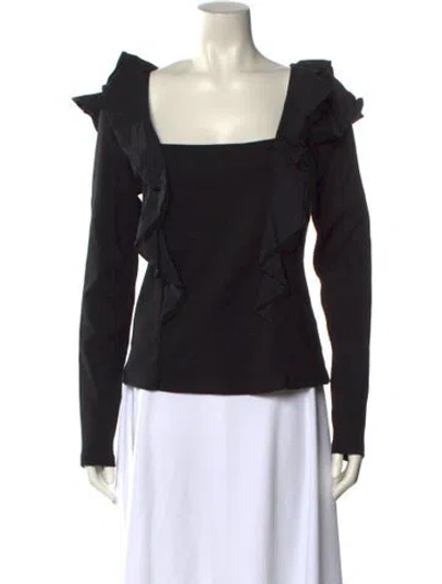 Pre-owned Veronica Beard Square Neckline Long Sleeve Top In Black