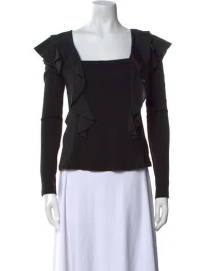 Pre-owned Veronica Beard Square Neckline Long Sleeve Top In Black