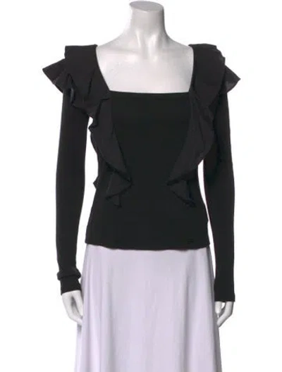 Pre-owned Veronica Beard Square Neckline Long Sleeve Top In Black