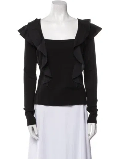 Pre-owned Veronica Beard Square Neckline Long Sleeve Top In Black