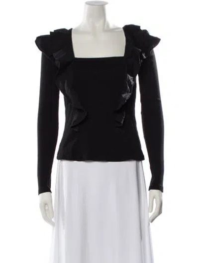 Pre-owned Veronica Beard Square Neckline Long Sleeve Top In Black