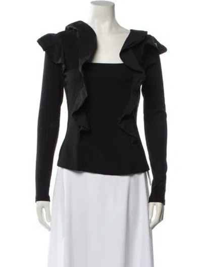 Pre-owned Veronica Beard Square Neckline Long Sleeve Top In Black