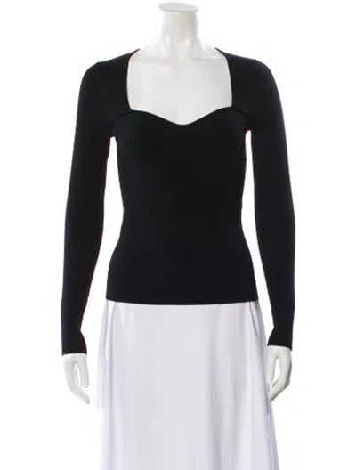 Pre-owned Veronica Beard Square Neckline Long Sleeve Top In Black