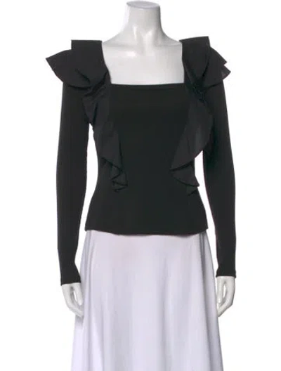 Pre-owned Veronica Beard Square Neckline Long Sleeve Top In Black