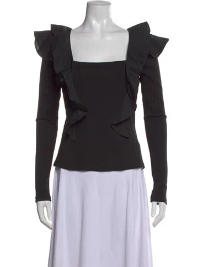 Pre-owned Veronica Beard Square Neckline Long Sleeve Top In Black