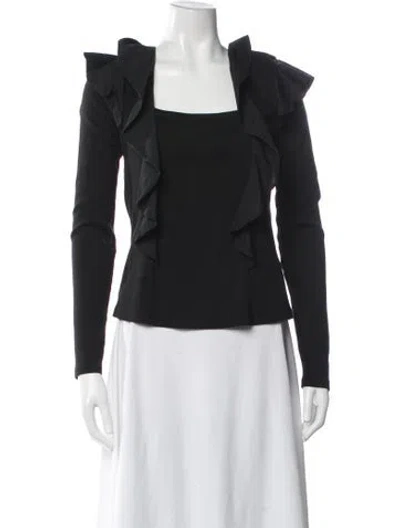 Pre-owned Veronica Beard Square Neckline Long Sleeve Top In Black