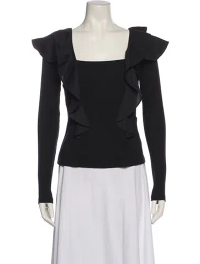 Pre-owned Veronica Beard Square Neckline Long Sleeve Top In Blue