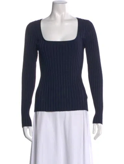 Pre-owned Veronica Beard Square Neckline Long Sleeve Top In Blue