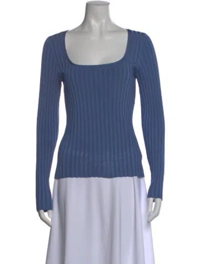 Pre-owned Veronica Beard Square Neckline Long Sleeve Top In Blue