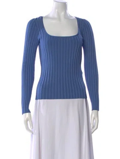 Pre-owned Veronica Beard Square Neckline Long Sleeve Top In Blue