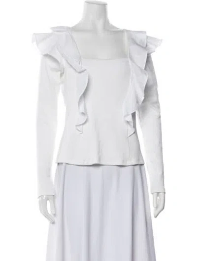 Pre-owned Veronica Beard Square Neckline Long Sleeve Top In Neutrals