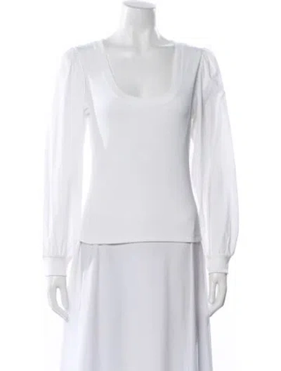 Pre-owned Veronica Beard Square Neckline Long Sleeve Top In White