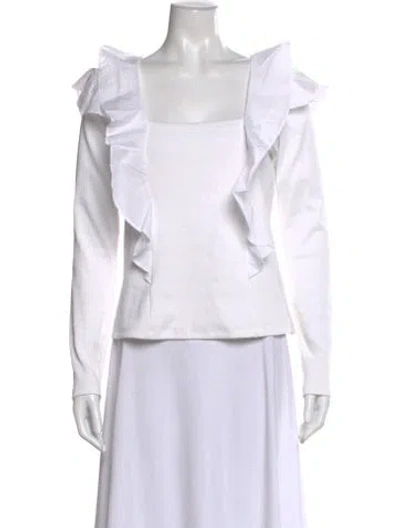 Pre-owned Veronica Beard Square Neckline Long Sleeve Top In White