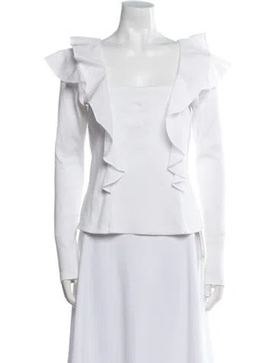 Pre-owned Veronica Beard Square Neckline Long Sleeve Top In White